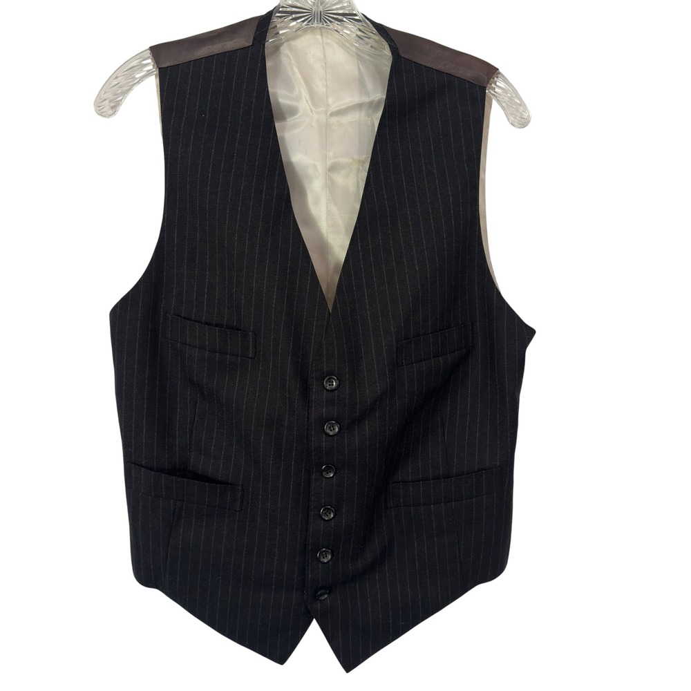 Robinson's Tailors Black Pinstripe Waistcoat Suit Vest Satin Back Old Money 36S